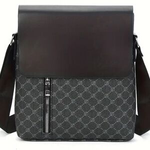 Men's Casual Shoulder Messenger Bag Flap Vertical Crossbody Briefcase Bag